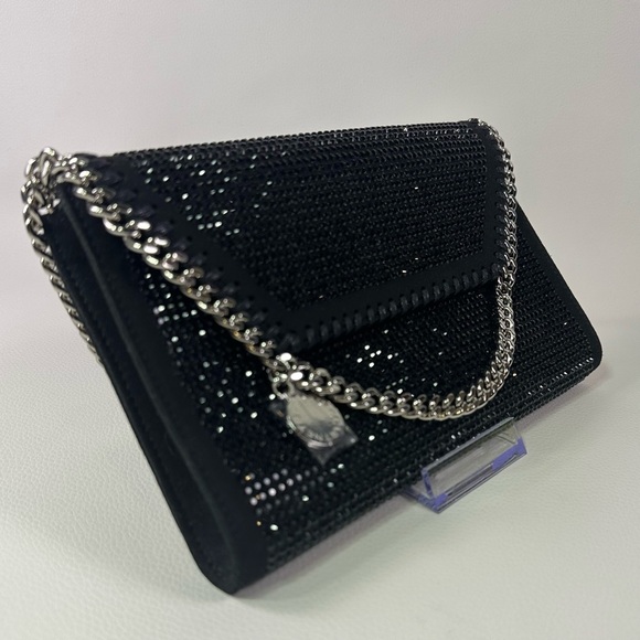 NEW STELLA MCCARTNEY MINI CROSSBODY ALL OVER CRYSTAL HOT FIX BLACK NWT! - Picture 6 of 12
